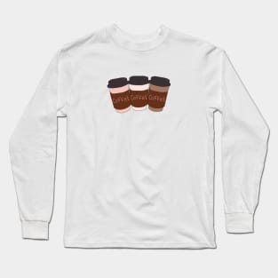 Three happy coffee cups Long Sleeve T-Shirt